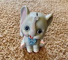 Vintage (1950s) Baby Elephant Ceramic Piggy Bank / Coin Bank ...