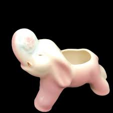 Vintage Elephant Pottery Planter Pink and Blue 5 x 6" | eBay