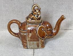 Vintage Satsuma Small Brown Porcelain Elephant Teapot Boho ...