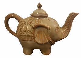 Pier 1 Imports Elephant Stoneware Green Brown Teapot | eBay