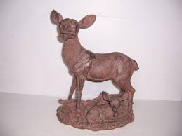 Doe and Fawn Deer Family Resin Statue Sculpture 14" x 11" | eBay