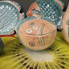 Vintage Rare 10 Piece MCM Henriksen Majolica Fish Sculpture ...