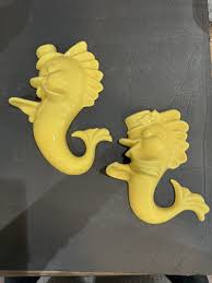 Vtg 2 Yellow Ceramic Fish Wall Hanging | eBay