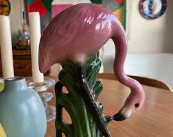 Pink Flamingo Standing on Tall Green Grass 7.5 Inch ...