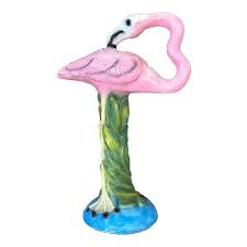 Vintage Coastal Cast Plaster Painted Flamingo Garden ...