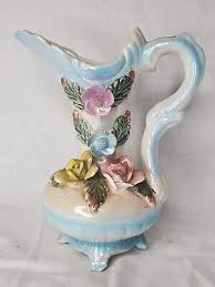 Vintage White & Blue porcelain floral Pitcher | eBay