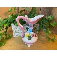 Collectible Vintage Ceramic Blue Peony Labeled Pitcher - Etsy