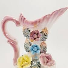 Vintage Shiah Yih Porcelain Floral Vase Pitcher Left Handed Made In Tiawan | eBay