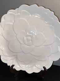Martha Stewart White Floral Texture Design 11” Serving Plate ...