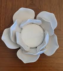 White Ceramic Lotus Flower Tealight Candle Holder | eBay