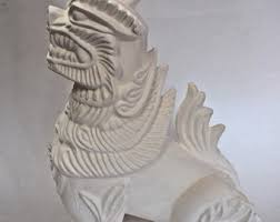 10 1/2" Cement Foo Dog on Pedestal Garden Art Statue Green Concrete LEFT Foot up on Top of the Ball - Etsy