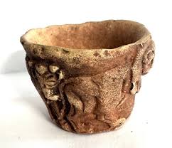 small, possibly vintage, drink pot or ceramic medicine with relief carvings 16th | eBay