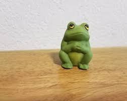 Ceramic Small Frog Sitting With Hands Together Over Belly ...