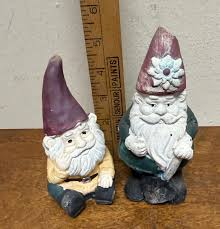 Vintage Garden Gnome Statues Figurine Detailed Raised Relief Multi Colored Painted Concrete | EstateSales.org