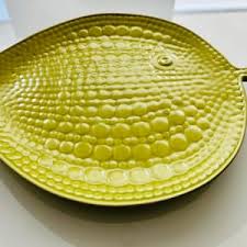 VINTAGE 90"s Jonathan ADLER Lime Green Ceramic Pottery Fish ...