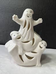 VINTAGE HALLOWEEN CERAMIC GHOST CANDLE TEA LIGHT HOLDER | eBay