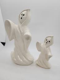 2 Vintage Ceramic Ghost Figures Halloween Decor 1970s ...
