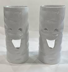 Ghost Pillar Candle Holder Set White Ceramic | eBay Australia