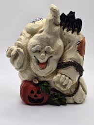 Vintage Resin HALLOWEEN FIGURINE HAPPY GHOSTS WITH JACK O ...