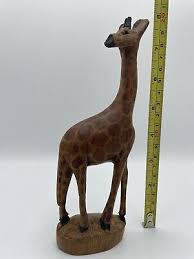 Hand Carved Wooden Giraffe Figure 8 inches Vintage | eBay