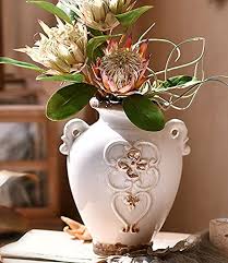 TTdayup Rustic Ceramic Pitcher Jug Vase White Vintage Flower ...