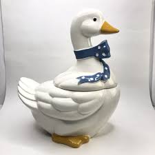 80s Wall Plaque Canister Goose Duck Cookies Jar Set Cottage ...