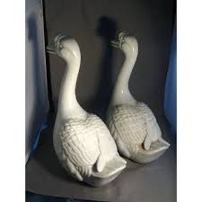 Antique Japanese Kutani Porcelain Models of Geese in Blanc ...