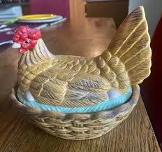 Multicolor Hen And Nest Storage Box. Ceramic. Made In Taiwan ...