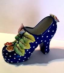 Enesco Japan Victorian Porcelain Shoe Slipper Boot *White Polka Dots Era1954 | eBay