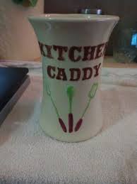 Vintage Kitchen Caddy Ceramic Utensils Holder Retro Decor Farmhouse Organizer | eBay