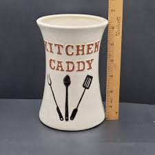 Vintage Hand Painted Kitchen Caddy Speckled Ceramic Kitchen Utensil Holder | eBay