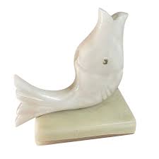 White Carved Alabaster Stone Fish Incense Holder Collectible ...