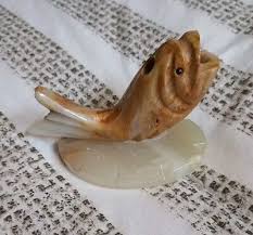 Vintage ONYX MARBLE Stone Fish Pencil/Pen Holder ...