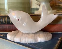 Vintage Carved Onyx Stone Fish Figure With Rhinestone Eyes ...