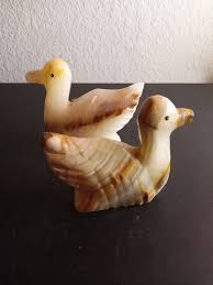 1980s Solid Onyx Duck Figurines- Set of 2 | Chairish