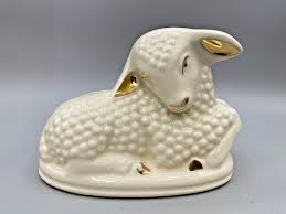 Vintage Lamb/Sheep Planter Ceramic Ivory w/Gold Highlights "Nubby" Texture 6" L | eBay