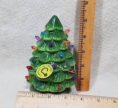 CHRISTMAS TREE SMALL CERAMIC 5" GREEN LIGHTED LIGHTS UP TABLE TOP VTG RETRO STYL | eBay