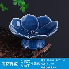 15.5cm Ceramic Lotus Separated Tea Tray with Chinese Zen ...