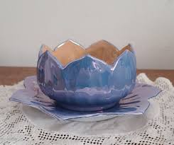 Japanese Hand Painted Lusterware Lotus Bowl Saucer Cherry ...