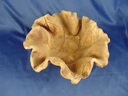 Handcrafted Black Creek Pottery leaf bowl signed wavy edges ...