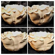 Set of 2- Coordinating- Ceramic- Cream Colored- Rose Shaped ...