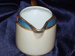 ROYAL EPIAG ART DECO 8Z CREAMER THICK GOLD TRIM BLUE BAND PINK PANEL CZECH DIANA | eBay