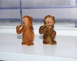 Vintage Salt and Pepper Shakers Brown Monkeys - Etsy