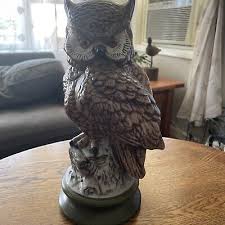 Vintage Ceramic Great Horned Owl Figurine Hand Painted 12” Byron Mold Dated 1972 | eBay