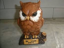 Vintage Hand Painted Ceramic Owl Piggy Bank 7" Tall 1973 Stopper stuck inside | eBay