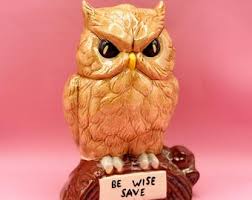 1970s Ceramic Owl Piggy Bank: Retro Coin Bank, Mid Century Decor - Etsy