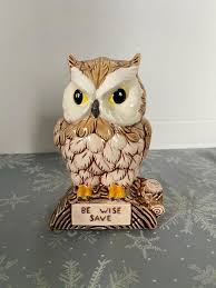 1980's Ceramic Owl Bank, "be Wise Save" Brown Grey Yellow Textured 3D Owl on a Log Great VTG Condition, Ears Are Worn on Top, See Photos 6"h - Etsy