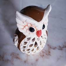 Vintage Ceramic White Brown Orange Owl Candle Holder | eBay