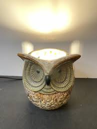 Tabletop Owl Electric Light Lantern 5” Tall Brown Cream ...