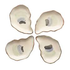 Seaside Oyster Plates, Medium, Set of 4 | Chairish